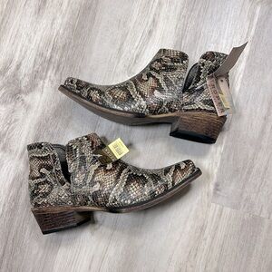 ROPER Ava Snakeskin Ankle Western Boots – Serape Heel Cowboy Booties Sz 8 / NWT